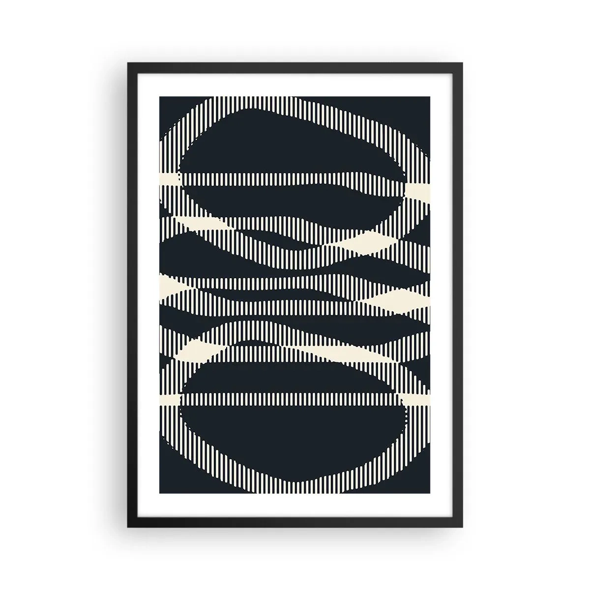 Affiche dans un cadre noir - Poster - Motif géométrique abstrait dans les tons de noir et blanc - 50x70cm - Une tentative de briser l'obscurité - Décoration murale moderne pour le salon et la chambre ARTTOR