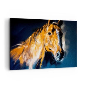 Impression sur toile - Image sur toile - Portrait d'un cheval dans un style pictural dynamique - 120x80cm - Et alors, tu y vas ? - Décoration murale moderne pour le salon et la chambre ARTTOR