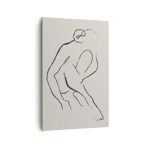 Impression sur toile - Image sur toile - Une silhouette minimaliste en noir sur fond clair - 80x120cm - Croquis intime - Décoration murale moderne pour le salon et la chambre ARTTOR