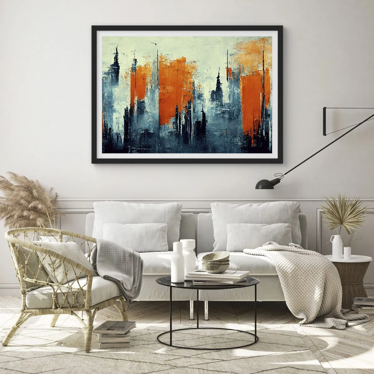 Affiche dans un cadre noir - Poster - Paysage moderne - 50x40 cm