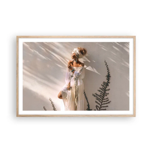 Affiche dans un chêne clair - Poster - Le soleil et la fille - 91x61 cm