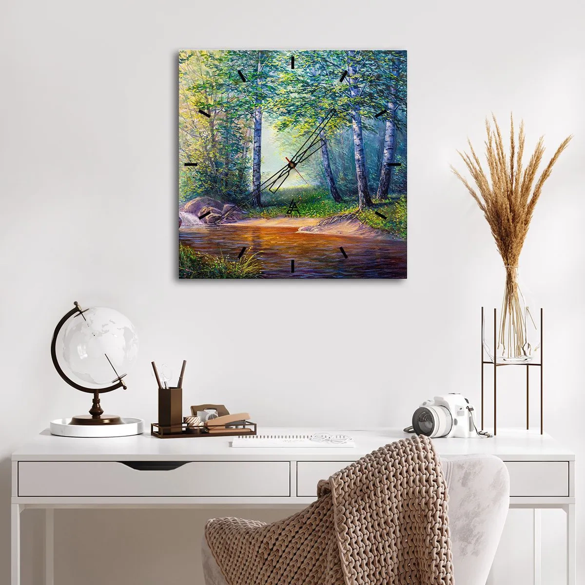 Horloge murale - Pendule murale - Paysage idyllique - 40x40 cm