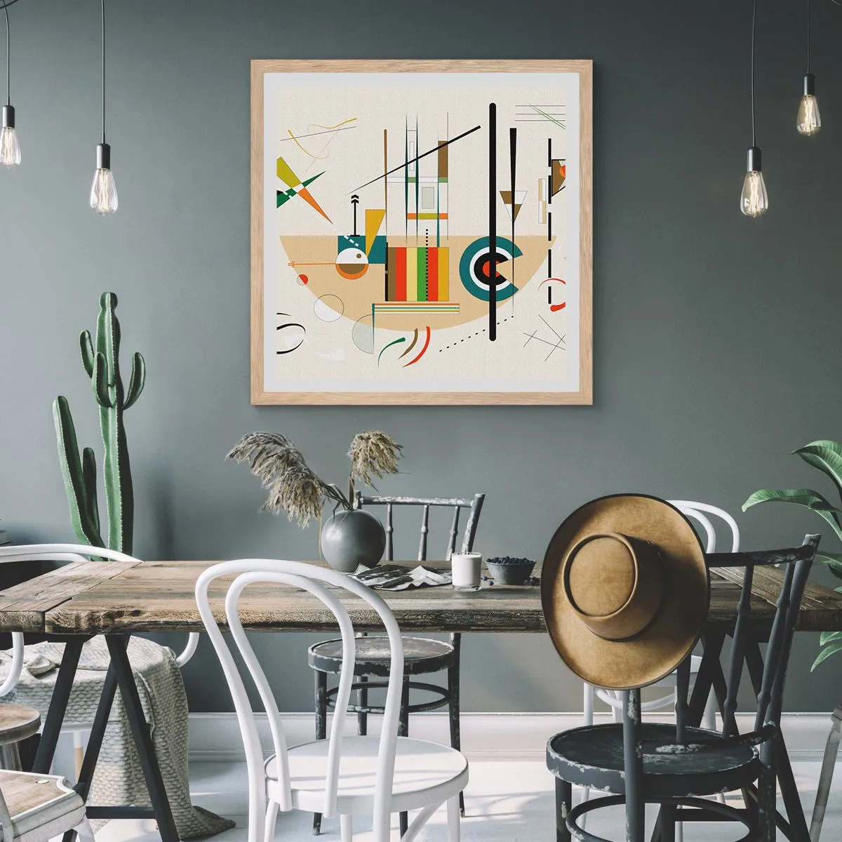 Affiche dans un chêne clair - Poster - Et le monde s’amuse - 50x50 cm