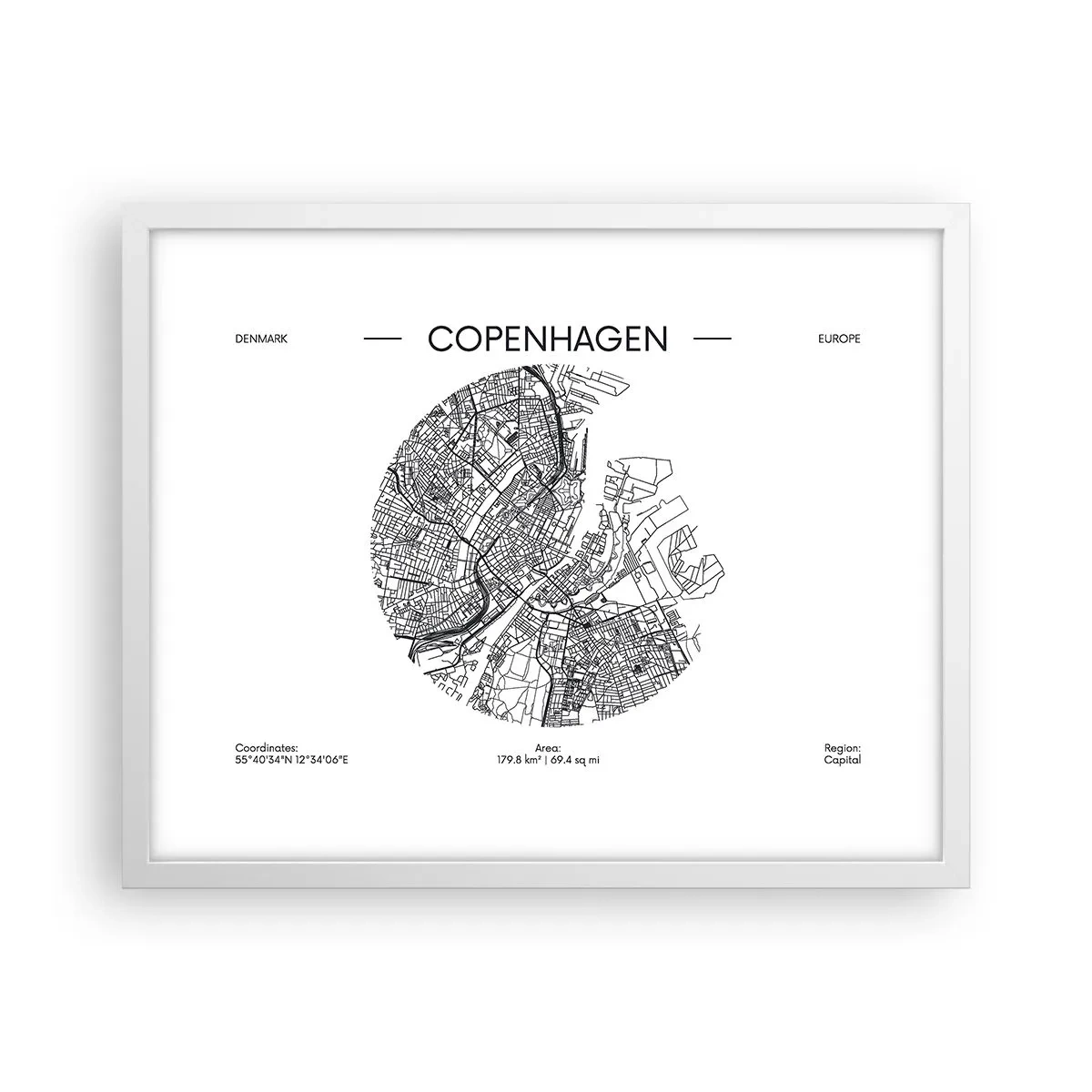Affiche dans un cadre blanc - Poster - Anatomie de Copenhague - 50x40 cm