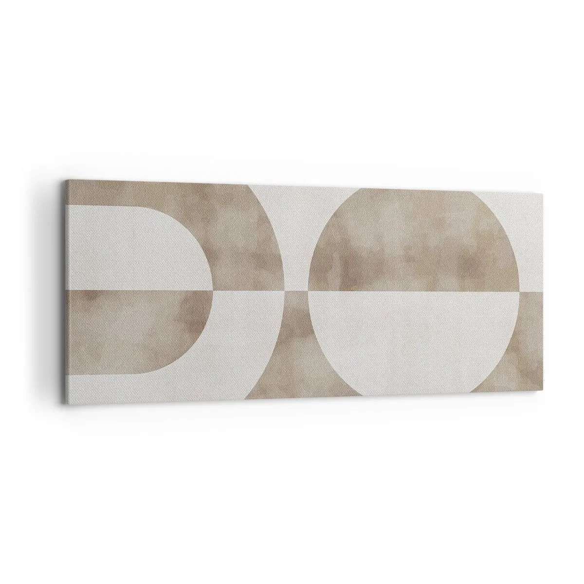 Impression sur toile - Image sur toile - Une peinture abstraite dans les tons beiges avec des formes géométriques et de la symétrie. - 120x50cm - Similitudes et différences - Décoration murale moderne pour le salon et la chambre ARTTOR