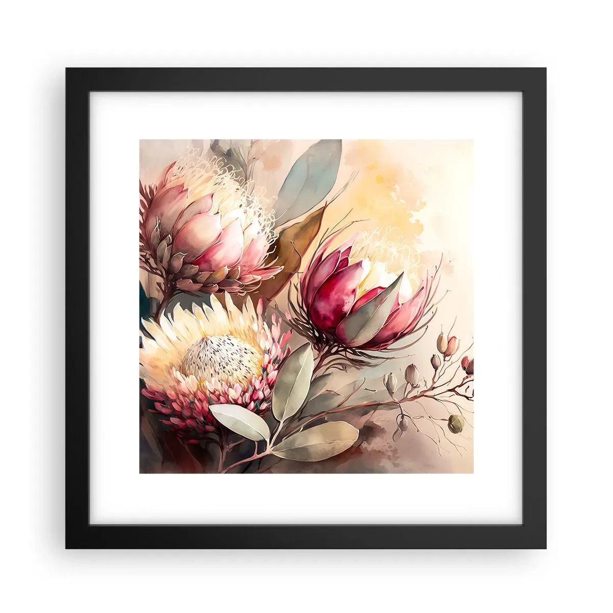 Affiche dans un cadre noir - Poster - De profil et de face - 30x30 cm