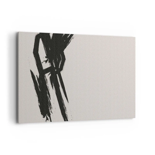 Impression sur toile - Image sur toile - Coups de pinceau dynamiques en noir sur fond clair - 120x80cm - Ruée imparable - Décoration murale moderne pour le salon et la chambre ARTTOR