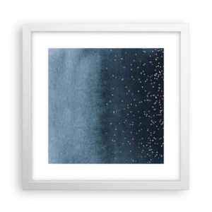 Affiche dans un cadre blanc - Poster - Composition - phases bleues - 30x30 cm