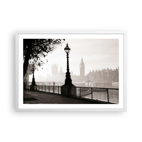 Affiche dans un cadre blanc - Poster - Un matin londonien - 70x50 cm