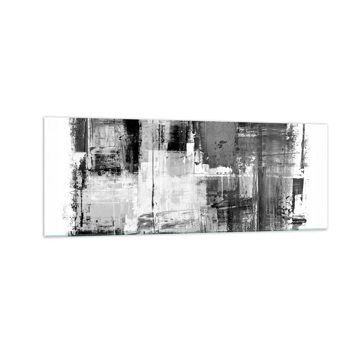 Impression sur verre - Image sur verre - Composition abstraite en noir, blanc et gris - 140x50cm - Le gris est beau - Décoration murale moderne pour le salon et la chambre ARTTOR
