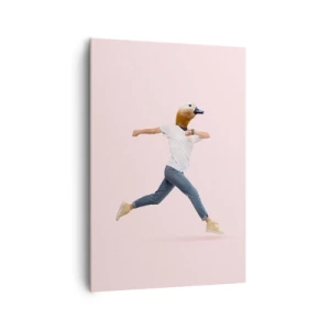 Impression sur toile - Image sur toile - Une figure surréaliste avec une tête de canard en mouvement - 70x100cm - Une pincée d'absurdité - Décoration murale moderne pour le salon et la chambre ARTTOR