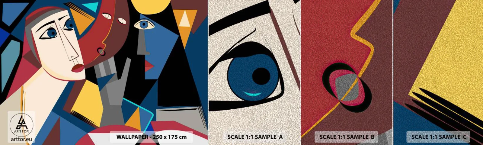 Échantillon de Papier Peint Premium Sand - Une conversation entre cubistes - Personnes, Cubisme, Portrait - 100x30 cm