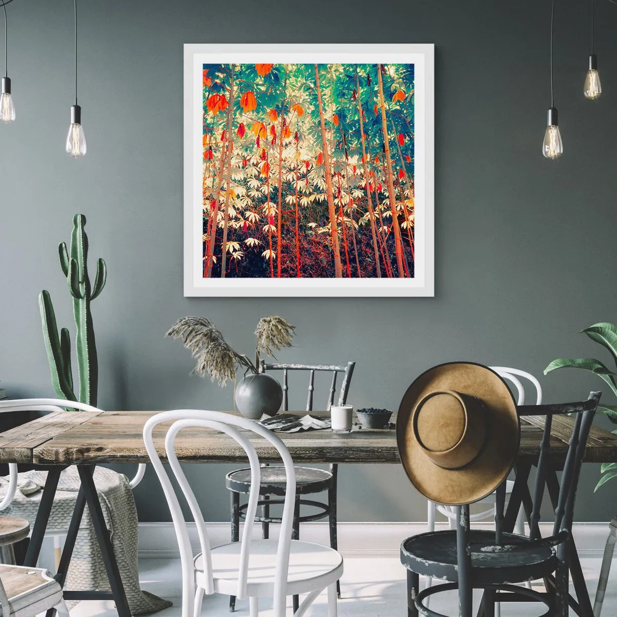 Affiche dans un cadre blanc - Poster - La vie secrète des feuilles - 60x60 cm