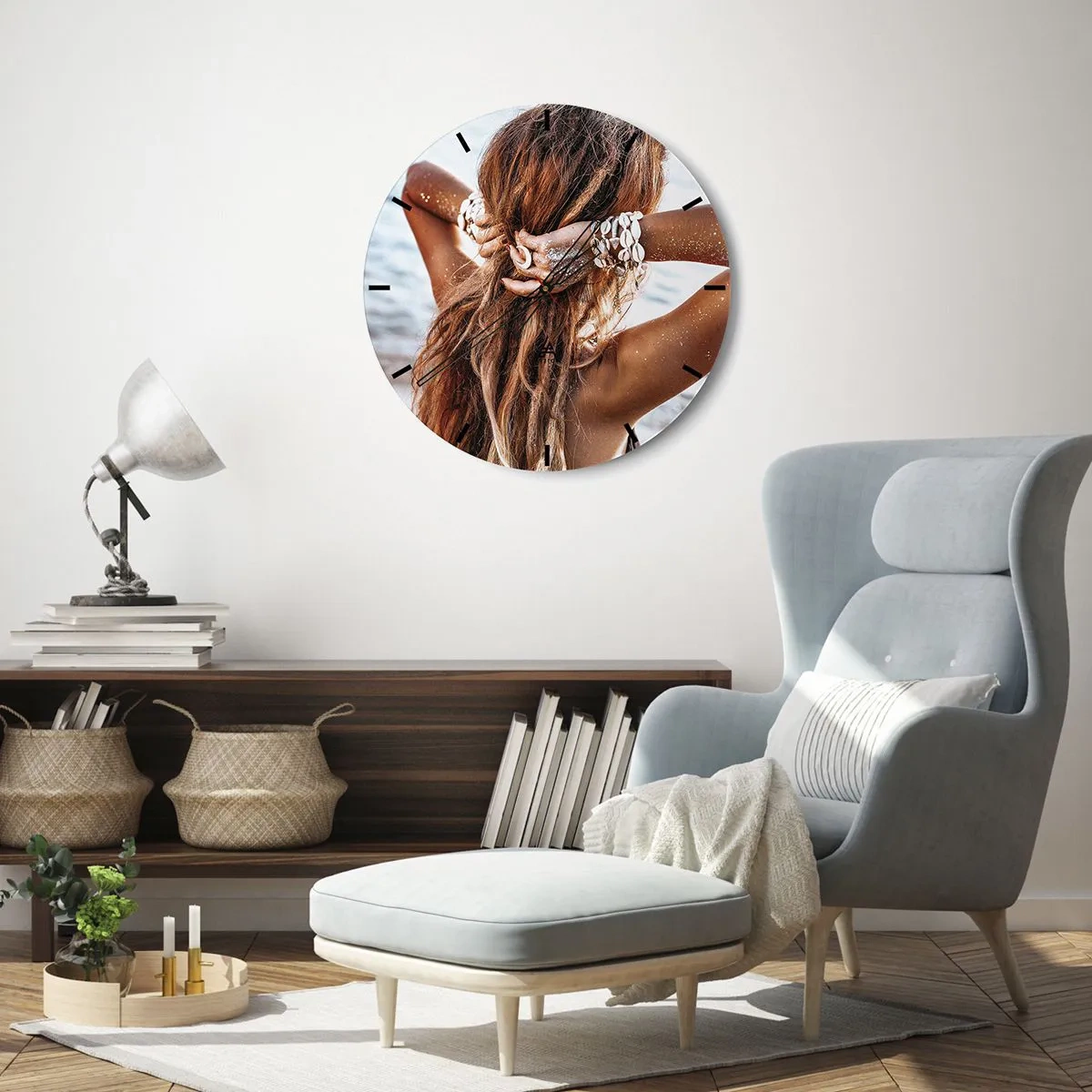 Horloge murale - Pendule murale - La soeur de l'eau et du soleil - 40x40 cm