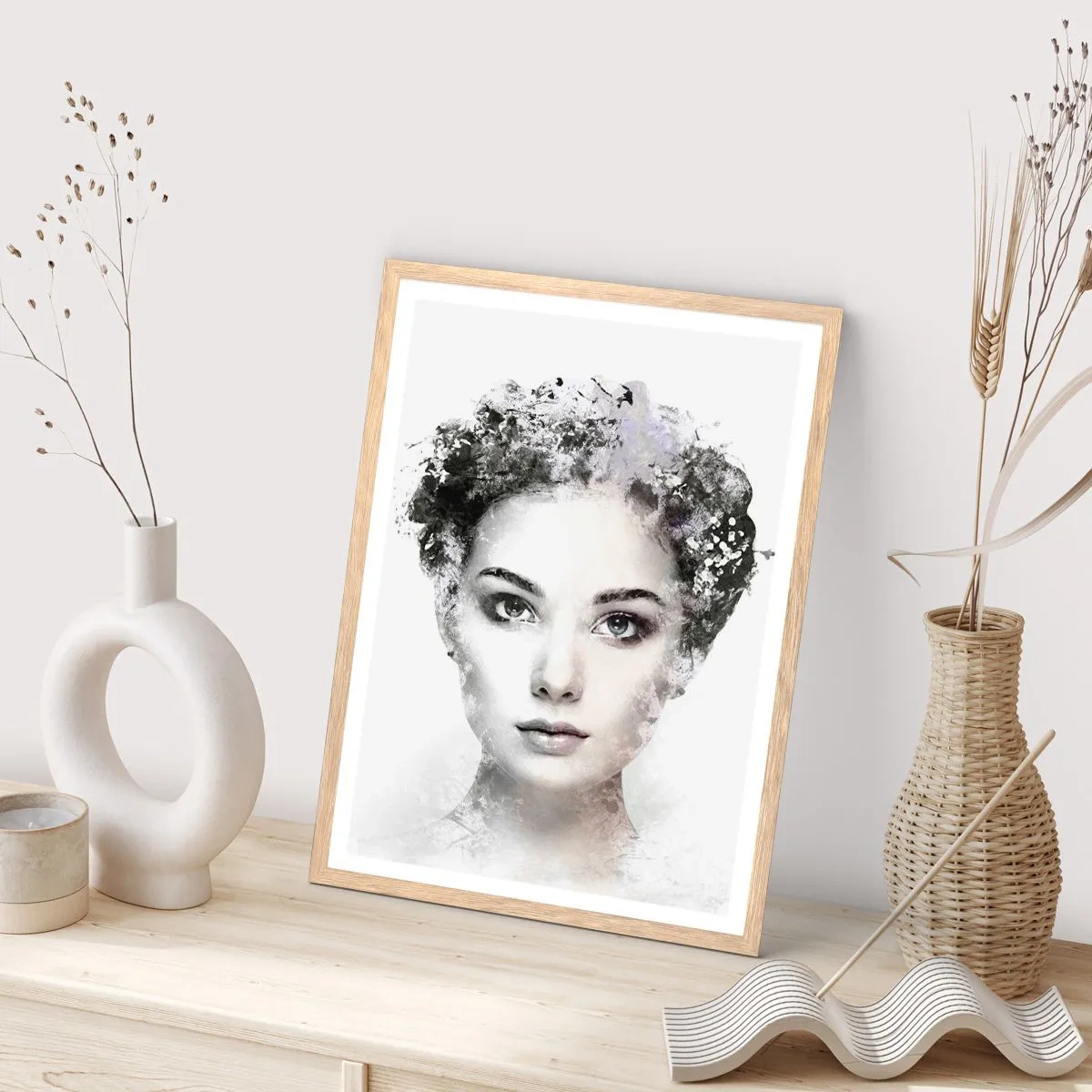 Affiche dans un chêne clair - Poster - Un portrait extrêmement stylé - 30x40 cm