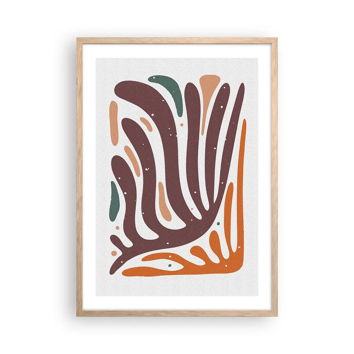 Affiche dans un chêne clair - Poster - Composition organique rayonnante - 50x70 cm
