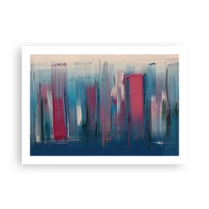 Affiche - Poster - Composition verticale en bleu et rouge - 70x50 cm