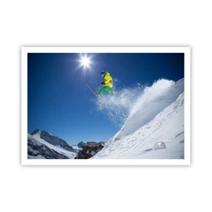 Affiche - Poster - Skieur dans les airs avec des montagnes en arrière-plan - 100x70cm - Danse avec les montagnes - Décoration murale moderne pour le salon et la chambre ARTTOR