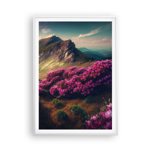 Affiche dans un cadre blanc - Poster - L'été à la montagne - 70x100 cm