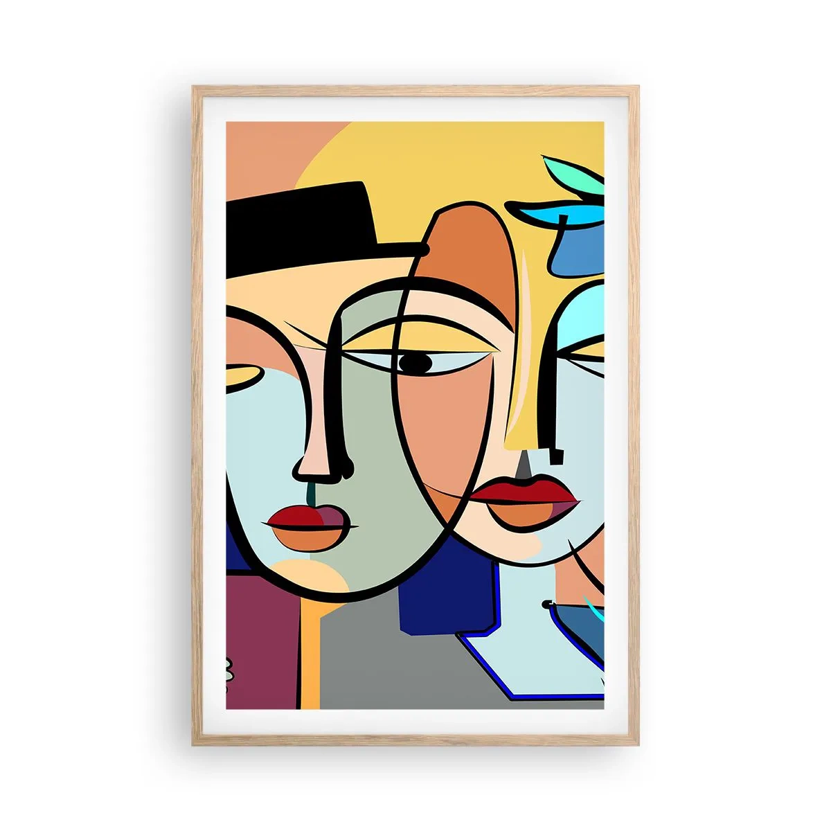 Affiche dans un chêne clair - Poster - Le Rendez-vous de Picasso - 61x91 cm