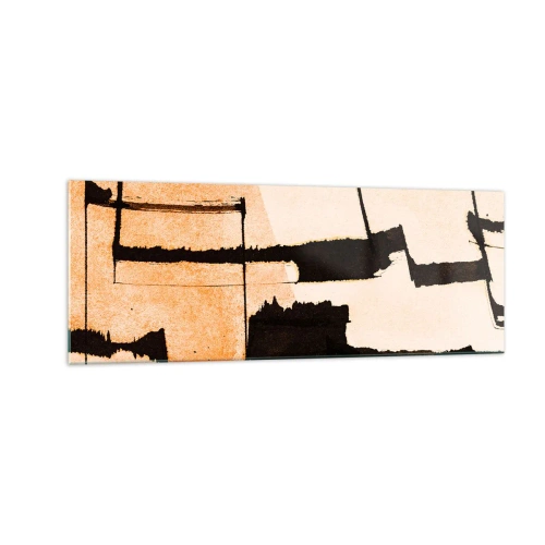 Impression sur verre - Image sur verre - Motifs géométriques dans les tons marron et beige - 140x50cm - De l’ordre malgré tout - Décoration murale moderne pour le salon et la chambre ARTTOR