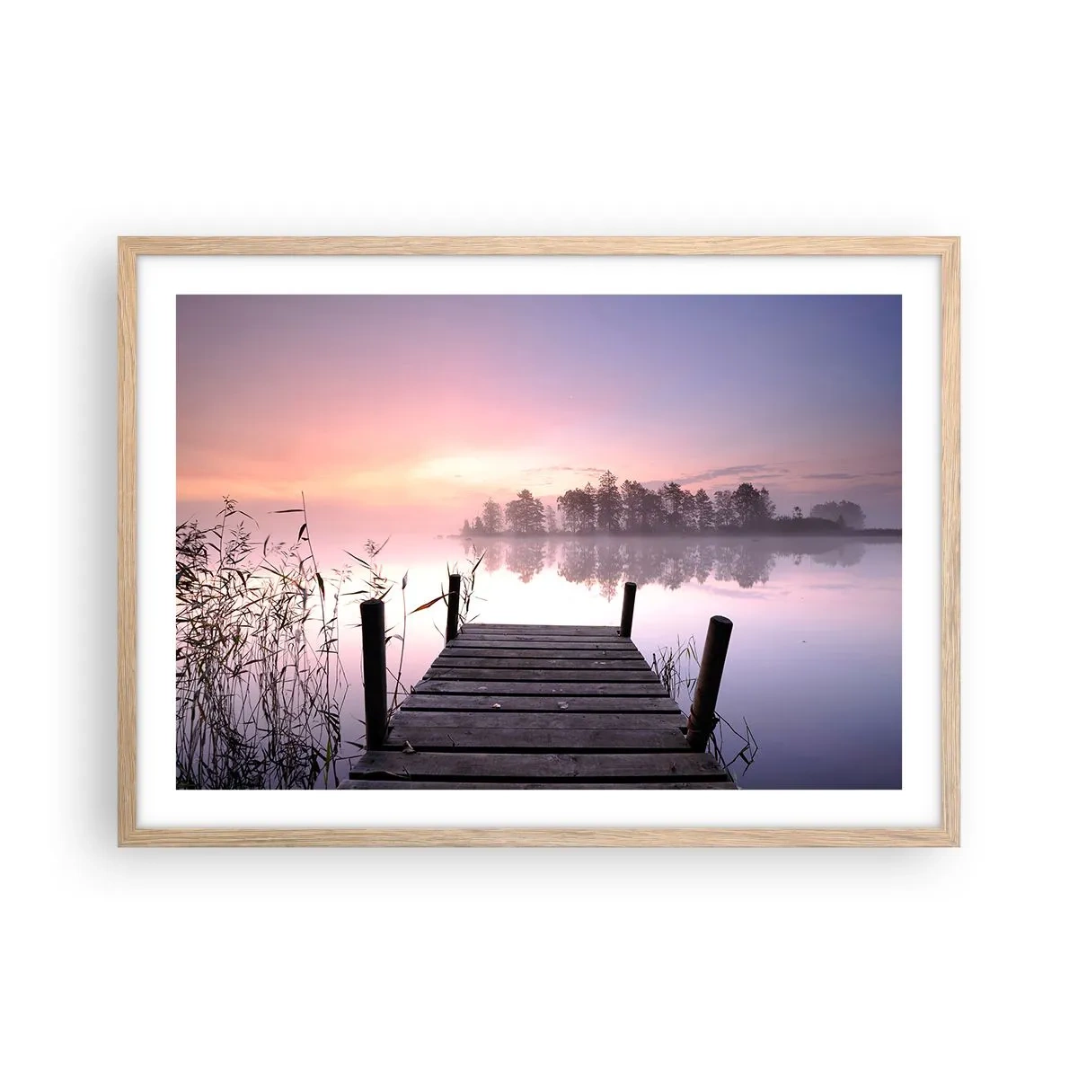 Affiche dans un chêne clair - Poster - De la brume lilas… - 70x50 cm