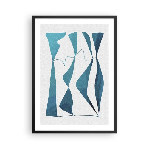 Affiche dans un cadre noir - Poster - Une composition abstraite dans des tons de bleu avec des lignes dynamiques. - 50x70cm - Abstraction : composé turquoise - Décoration murale moderne pour le salon et la chambre ARTTOR
