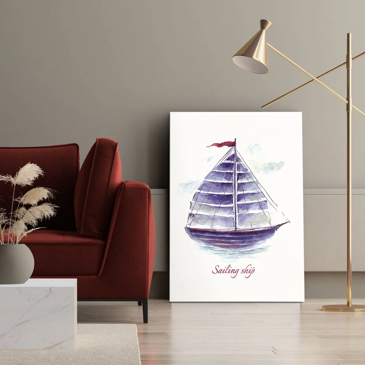 Impression sur toile - Image sur toile - Plein de voiles et d’eau calme - 55x100 cm