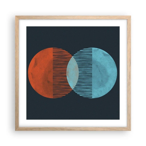 Affiche dans un chêne clair - Poster - Fantaisie astronomique - 50x50 cm