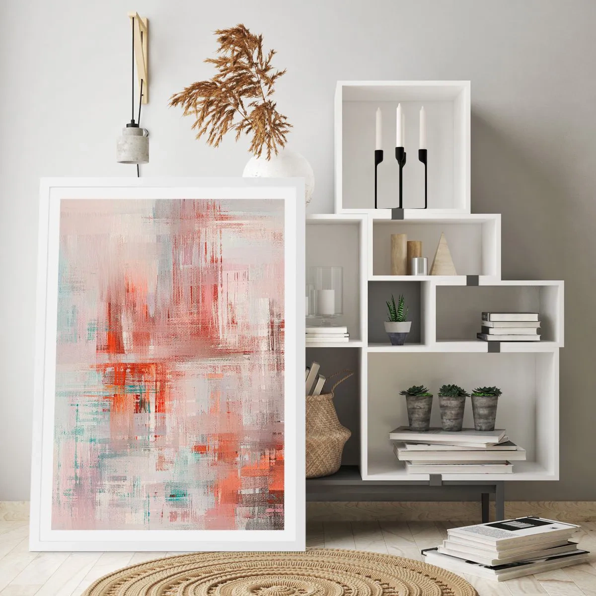 Affiche dans un cadre blanc - Poster - Brumeux. Mais rose - 30x40 cm