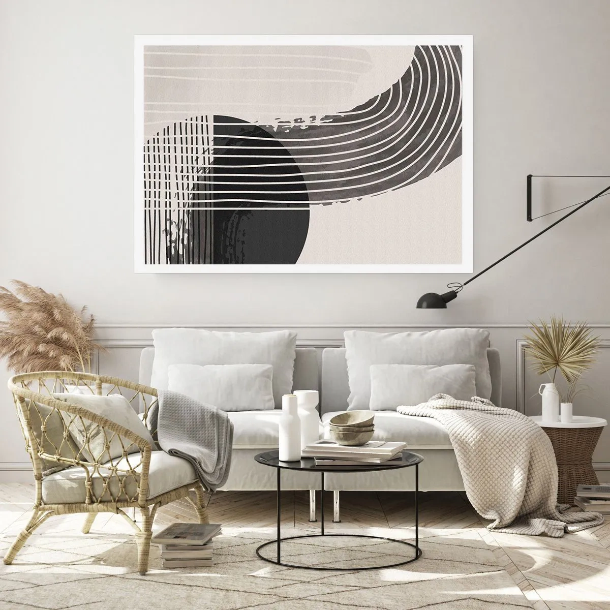 Affiche - Poster - Motif abstrait avec des lignes et des formes géométriques - 100x70cm - Aller et retour - Décoration murale moderne pour le salon et la chambre ARTTOR