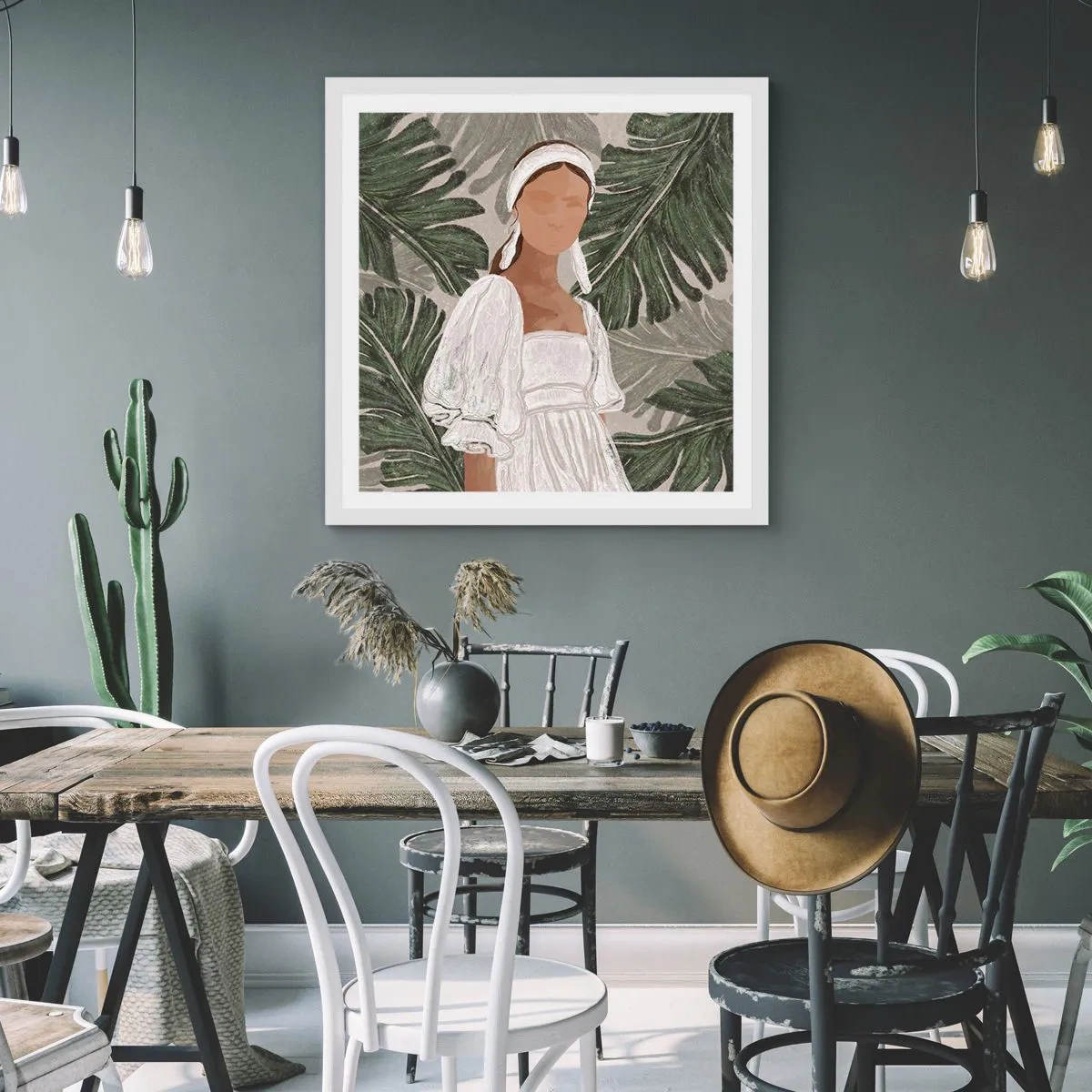 Affiche dans un cadre blanc - Poster - Portrait exotique - 50x50 cm