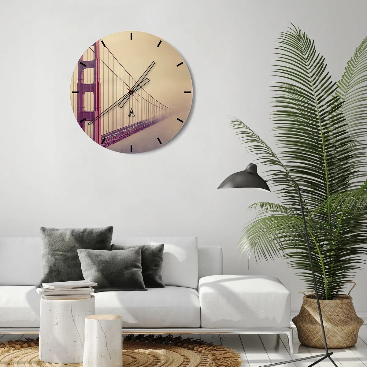 Horloge murale - Pendule murale - Le Golden Gate Bridge dans le brouillard en arrière-plan - 30x30cm - Entre ciel et terre - Décoration murale moderne pour le salon, la cuisine et la chambre ARTTOR