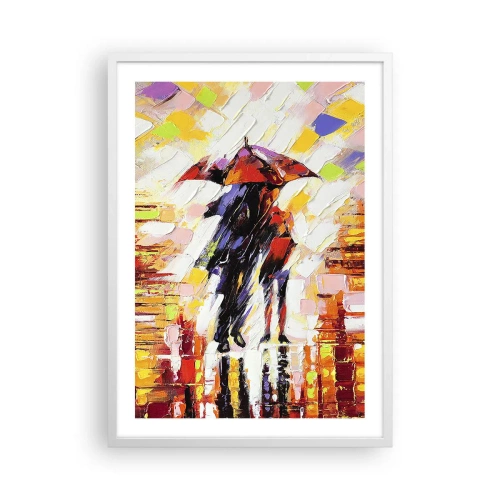 Affiche dans un cadre blanc - Poster - Ensemble à travers la nuit et la pluie - 50x70 cm