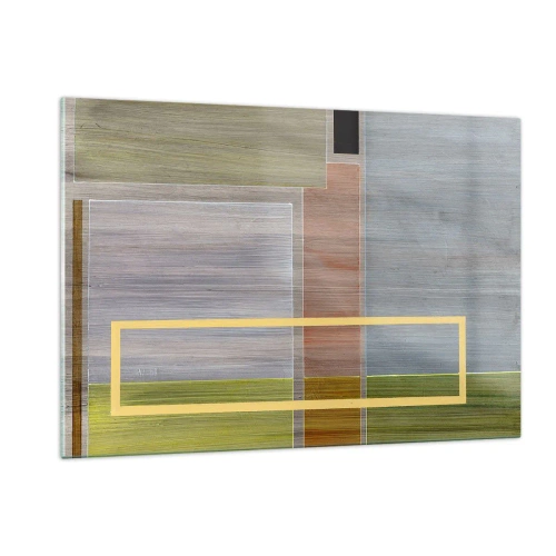 Impression sur verre - Image sur verre - Abstraction moderne avec des formes rectangulaires et des couleurs terreuses - 120x80cm - Simple et calme - Décoration murale moderne pour le salon et la chambre ARTTOR