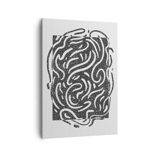 Impression sur toile - Image sur toile - Abstraction en noir et blanc dans un style géométrique - 50x70cm - Abstraction : la danse de la joie - Décoration murale moderne pour le salon et la chambre ARTTOR