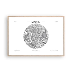Affiche dans un chêne clair - Poster - Anatomie de Madrid - 100x70 cm