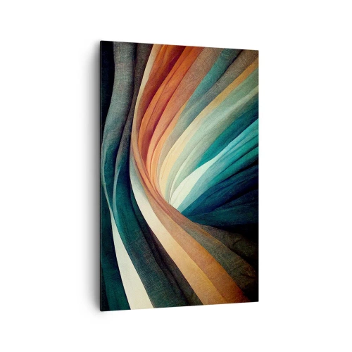 Impression sur toile - Image sur toile - Vagues abstraites dans des tons chauds et froids - 80x120cm - Tissé à partir de couleurs - Décoration murale moderne pour le salon et la chambre ARTTOR
