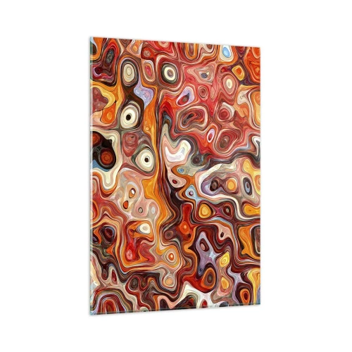 Impression sur verre - Image sur verre - Une composition abstraite dans des tons chauds de rouge, d'orange et de jaune. - 80x120cm - Si les noix fondaient dans du miel - Décoration murale moderne pour le salon et la chambre ARTTOR