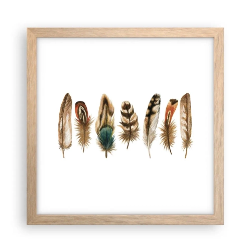 Affiche dans un chêne clair - Poster - Variation à plumes - 30x30 cm