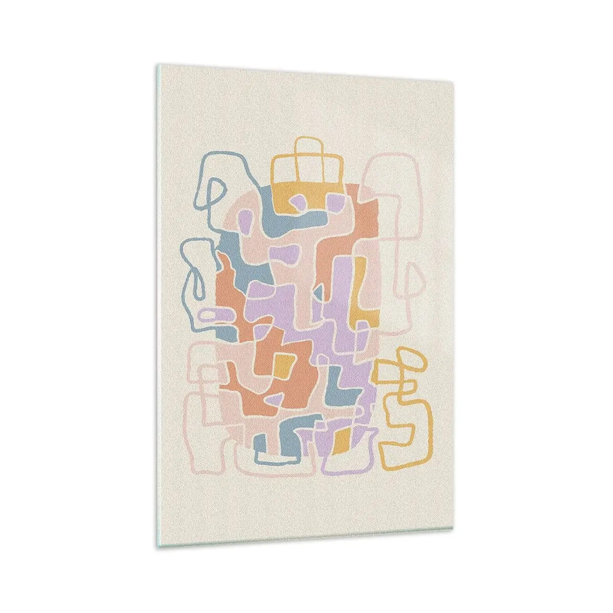 Impression sur verre - Image sur verre - Lignes abstraites pastel créant des motifs géométriques - 80x120cm - Labyrinthe – une aventure joyeuse - Décoration murale moderne pour le salon et la chambre ARTTOR
