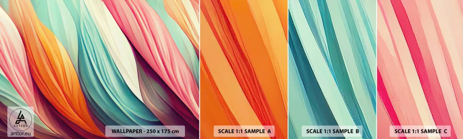 Échantillon De Papier Peint Standard Eco - Tissage arc-en-ciel - Pastel, Lignes, Abstraction - 100x30 cm