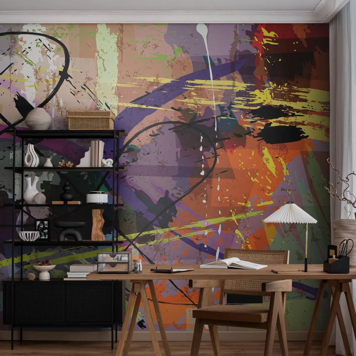 Papier Peint Autocollant Deluxe Sticker - Vous pouvez aller tout droit ou autour - Abstraction, Morceau, Modèle moderne - 250x175 cm