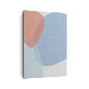 Impression sur toile - Image sur toile - Une composition abstraite dans des tons pastel de bleu et de rose avec des formes organiques. - 50x70cm - Relations pastel - Décoration murale moderne pour le salon et la chambre ARTTOR