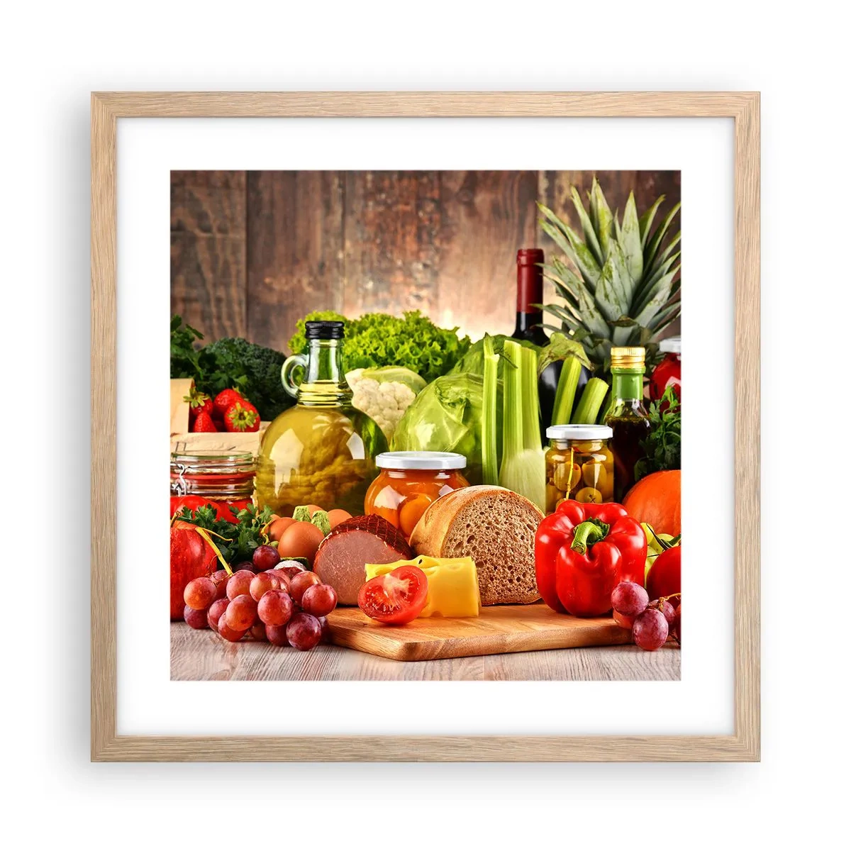 Affiche dans un chêne clair - Poster - Fumé, cuit au four et mariné - 40x40 cm