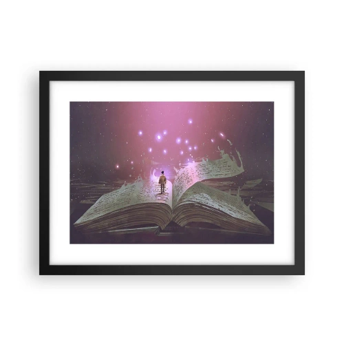 Affiche dans un cadre noir - Poster - Invitation à un autre monde - lisez ! - 40x30 cm