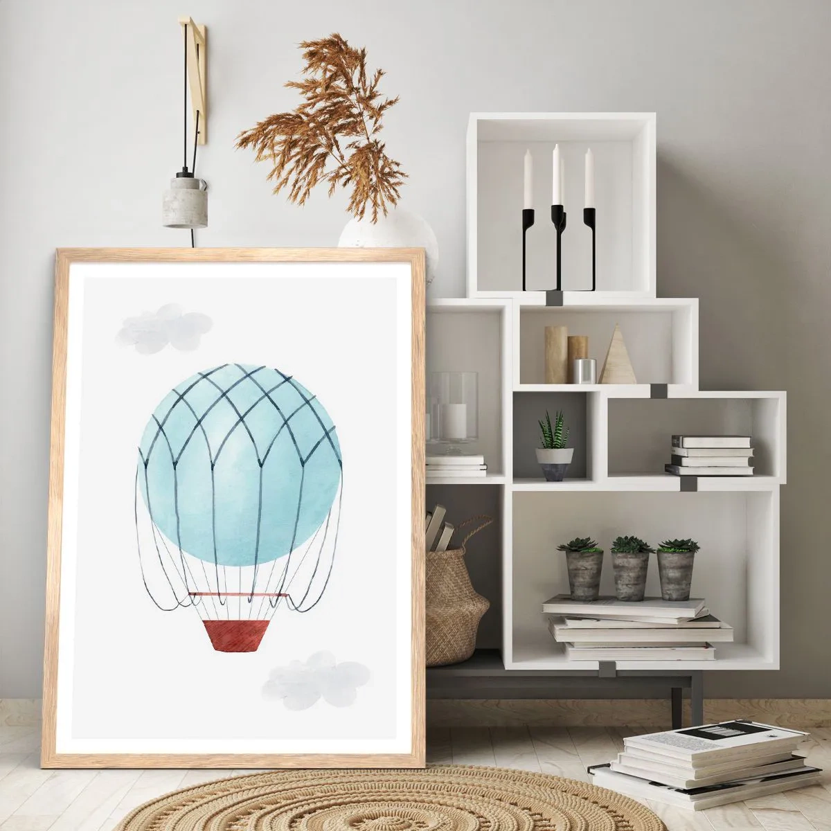 Affiche dans un chêne clair - Poster - Entièrement dans les nuages - 70x100 cm