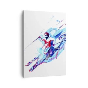 Impression sur toile - Image sur toile - Cavalier abstrait aux couleurs dynamiques - 50x70cm - Ruée folle vers la joie - Décoration murale moderne pour le salon et la chambre ARTTOR