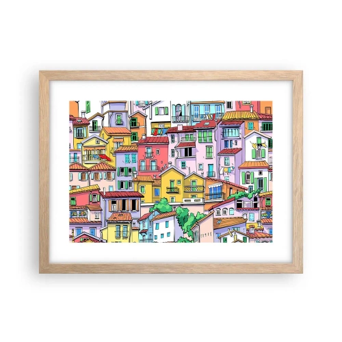 Affiche dans un chêne clair - Poster - Ville joyeuse - 40x30 cm