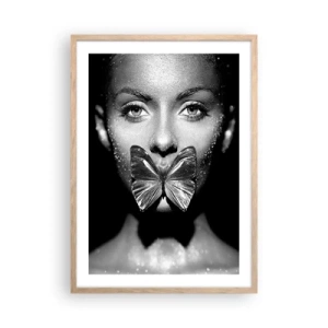Affiche dans un chêne clair - Poster - Baiser papillon - 50x70 cm